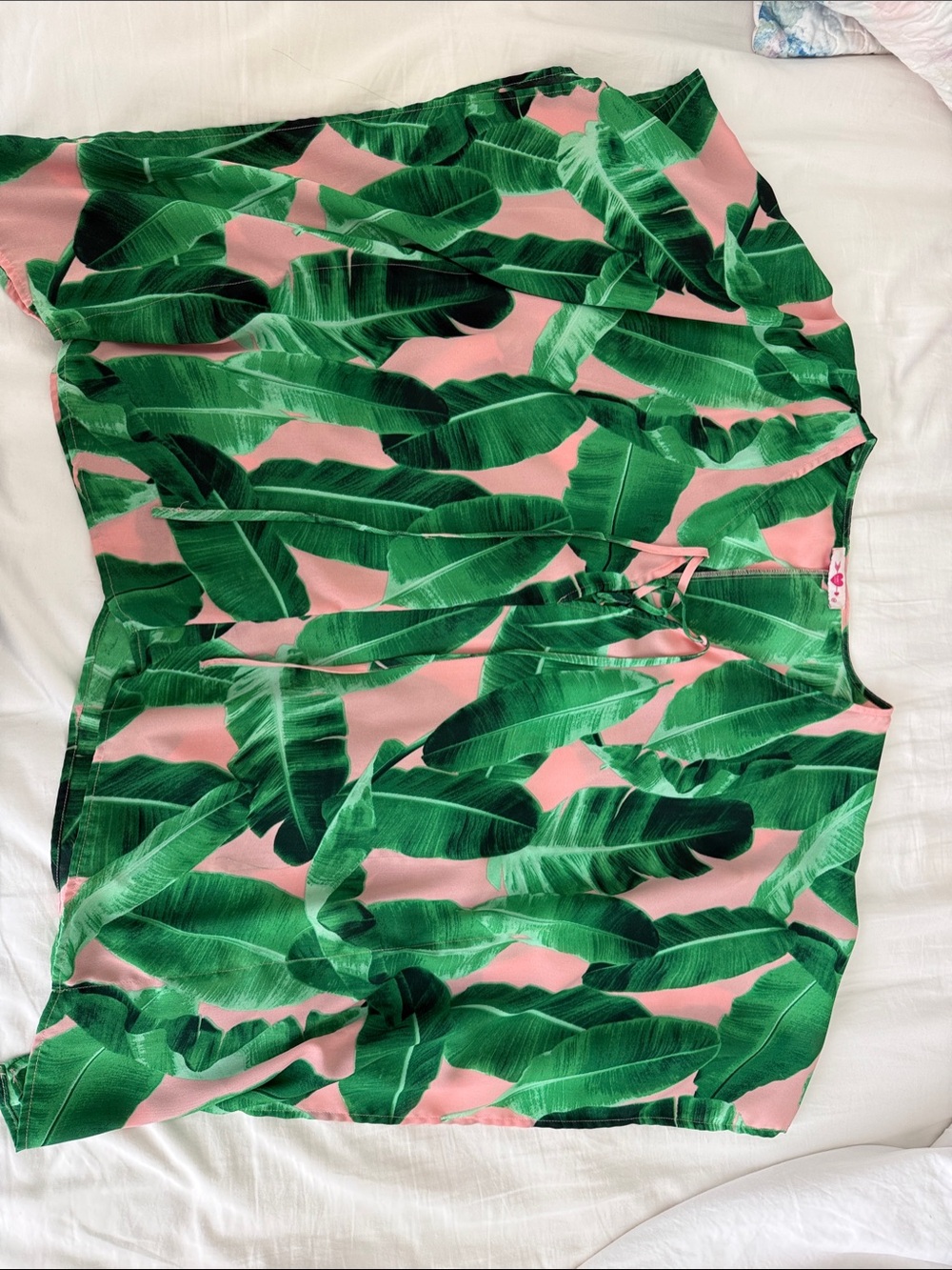 Buddy Love Pink Tropical Leaf Print Blouse